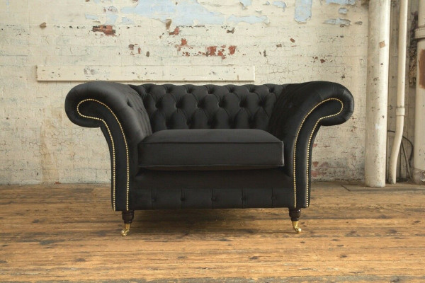 Chesterfield Design Stoff Couch Sessel 1.5 Sitzer Polster Sofas Lounge Neu Club