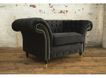 Chesterfield Design Stoff Couch Sessel 1.5 Sitzer Polster Sofas Lounge Neu Club