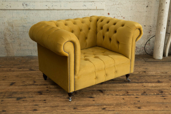 Chesterfield Design Sofa Sessel Couch Polster Luxus Textil Couchen 1 Sitzer #376