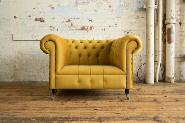 Chesterfield Design Sofa Sessel Couch Polster Luxus Textil Couchen 1 Sitzer #376