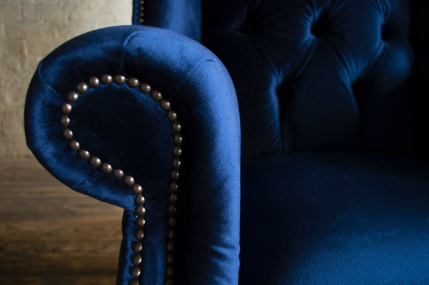Chesterfield Ohrensessel Sessel Couch Relax Polster Designer Couchen Royal Blau