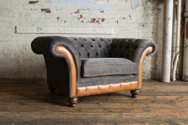 Einsitzer Sessel Fernseh Club Couch Sofa Chesterfield Original England Möbel Neu