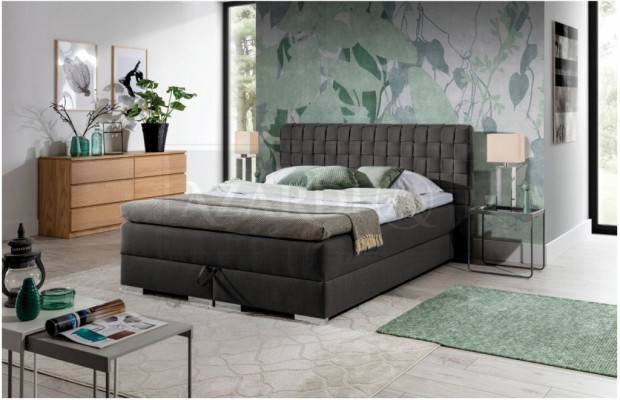 Bett Design Luxus Hotel Betten 200x200cm Boxspringbett Textil Grau 200x200cm neu