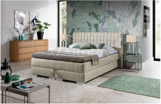 Bett Design Luxus Hotel Betten 200x200cm Boxspringbett Textil Grau 200x200cm neu