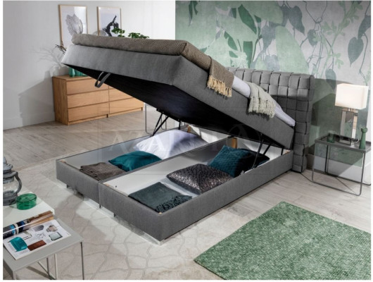 Bett Design Luxus Hotel Betten 200x200cm Boxspringbett Textil Grau 200x200cm neu