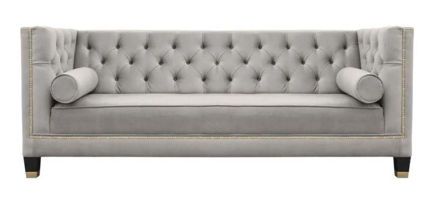 Chesterfield Dreisitzer Stoff Wohnzimmer Design Couchen Polster Sofa Sofas Grün