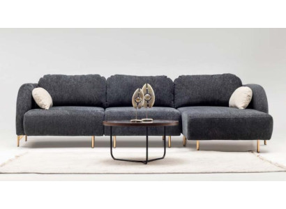 Ecksofa L form Polstersofa Stoffsofa Couch Grau Sofa Liege Stoff