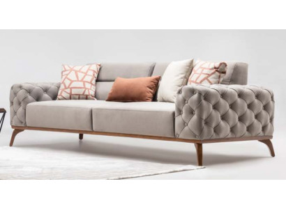 Couch Polstersofa Dreisitzer Sofa 3 Sitzer Stoffsofa Grau Moderne