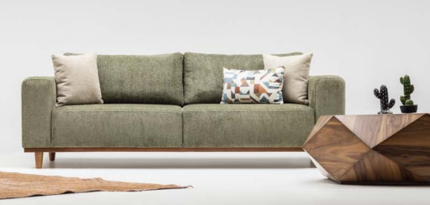 Garnitur Ecksofa L form Stoffsofa Dreisitzer Couch Sofa Beige Sessel