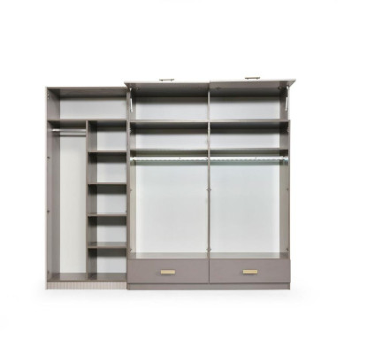 Garnitur Schlafzimmer Doppelbett Nachttische Kleiderschrank Beige 4tlg