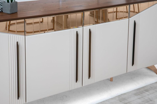 Essgruppe Esszimmer Essecke Esstisch Stühle Sideboard Holz Beige 8tlg