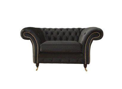 Chesterfield Sessel Lounge Schwarz Sofa Couch Polster Modern Textil Neu