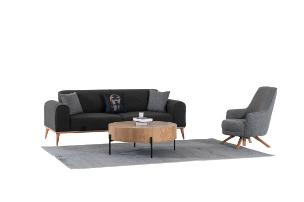 Moderner Grauer 3-Sitzer Luxuriöses Stoffsofa Wohnzimmer Couch Sitzmöbel