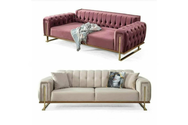 Designer Chesterfield Sofa Luxuriöse 2x Polster Couchen Wohnzimmer Möbel
