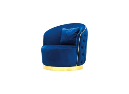 Blauer Chesterfield Sessel Wohnzimmer Rundsessel Designer Einsitzer