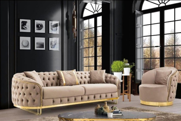 Designer Wohnzimmer Set Besteht aus 3-Sitzer Sofa und 2x Sessel 3tlg.