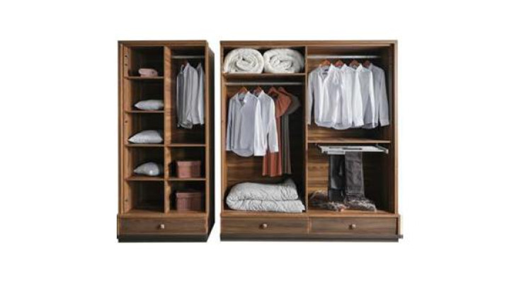 Beiger Schlafzimmer Kleiderschrank Designer Holzschrank Edle Möbel Neu