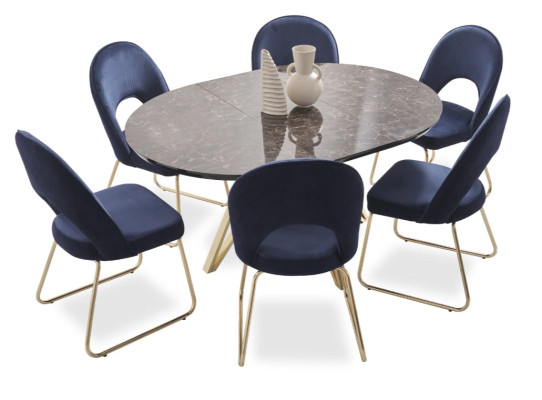 Esszimmer Blau 6x Stühle Holz Luxus Sessel Wohnzimmer Möbel 6tlg. Neu