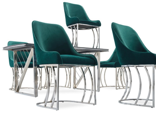Design Polster Sitz Stühle Stuhl Garnitur Sessel Lounge Club Set Ess 6 x Chair