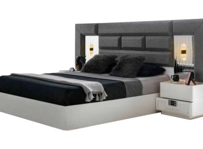 Bett Modern Rechteckig Design Grau Weiß Zweifarbig Schlafzimmer Doppelbett