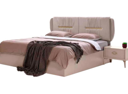 Bett Schlafzimmer Doppelbett Modern Design Rechteckig Beige Einfarbig
