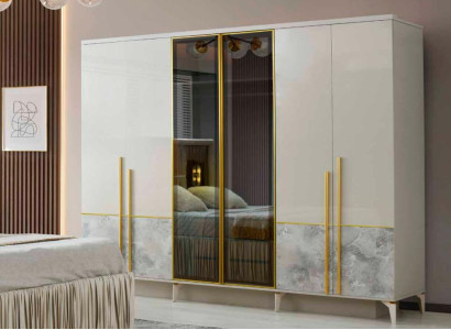 Kleiderschrank Beige Gemustert Schlafzimmer Modern Design Rechteckig Form Stil