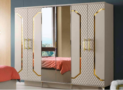 Kleiderschrank Beige Modern Rechteckig Desin Stil Schlafzimmer Einfarbig Spiegel