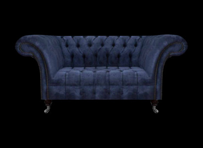 Chesterfield Blaue Polstercouch Wohnzimmer 2-Sitzer Luxus Edle Sitzmöbel