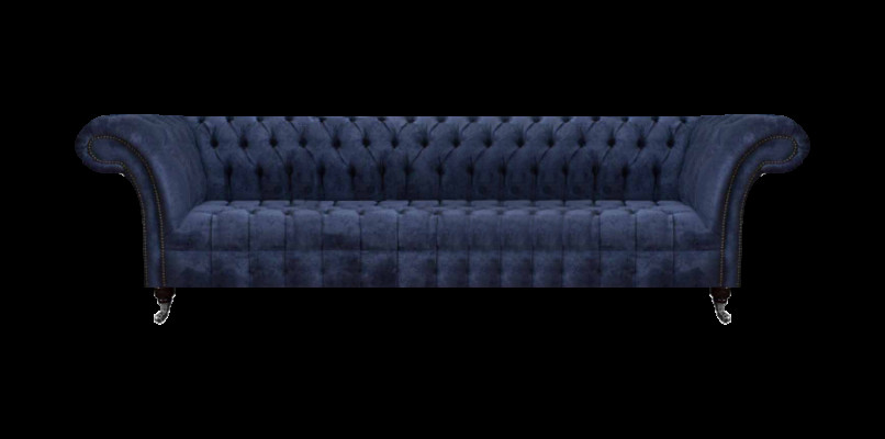 Blaue Chesterfield Sitzmöbel Wohnzimmer Viersitzer Couch Polstersofas