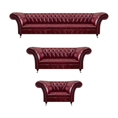 Dunkelrote Chesterfield Ledergarnitur Designer Ledersofas Sitzcouchen