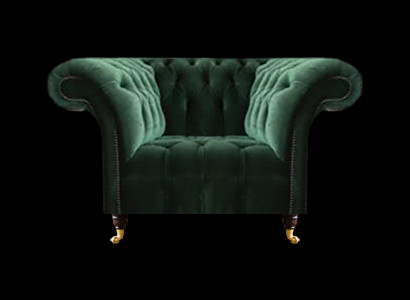 Chesterfield Grüner Sessel Textilsessel Stoffsitzer Wohnzimmer Möbel