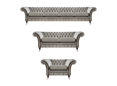 Chesterfield Hellgraue Stoffsofas Garnitur Wohnzimmer Polster Möbel