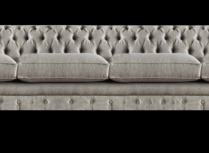 Hellgraues Chesterfield Polstersofa Designer 4-Sitzer Textil Sitzmöbel