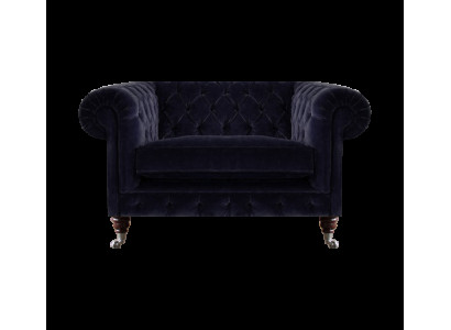 Dunkelblauer Chesterfield Sessel Wohnzimmer Designer Einsitzer Sitzmöbel
