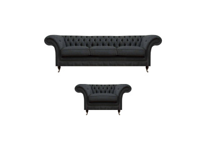 Chesterfield Polster Sitzgarnitur Designer 3-Sitzer Schicker Lehnsessel