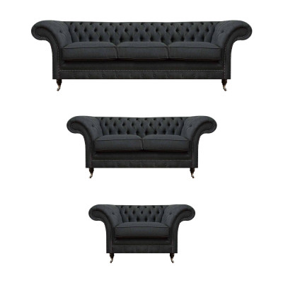 Elegante Graue Chesterfield Wohnzimmer Sofas Designer Couchen 3tlg Set