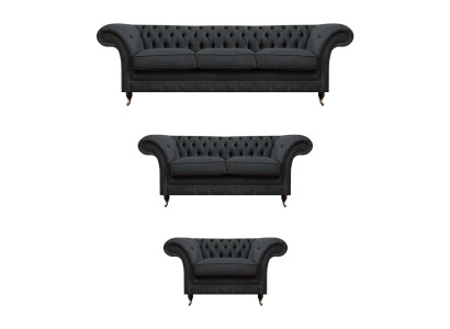 Elegante Graue Chesterfield Wohnzimmer Sofas Designer Couchen 3tlg Set
