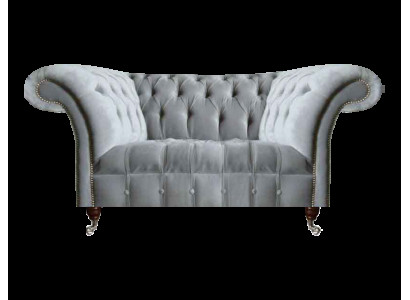 Hellgraues Chesterfield Polstersofa Designer Sitzmöbel Edle Moderne Couch