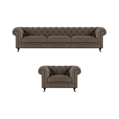 Hellgraue Chesterfield Polstermöbel Edle Textil Couchen Luxus Sessel