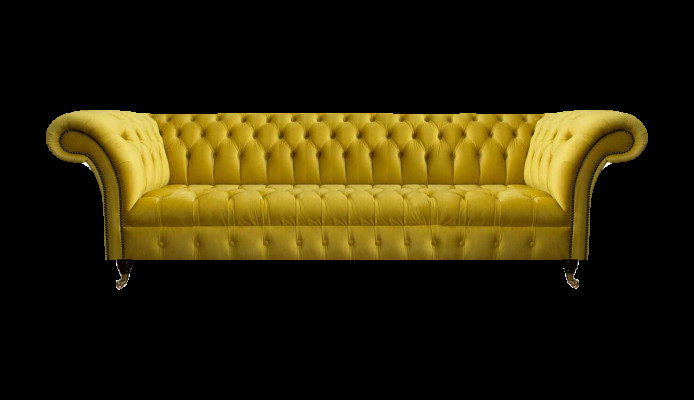 Chesterfield Gelber Viersitzer Designer Polstermöbel Wohnzimmer Couch