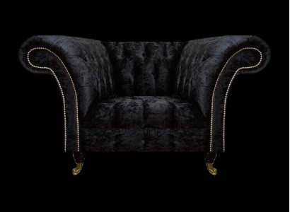 Chesterfield Polstersessel Schwarzer Einsitzer Luxuriöser Lehnsessel