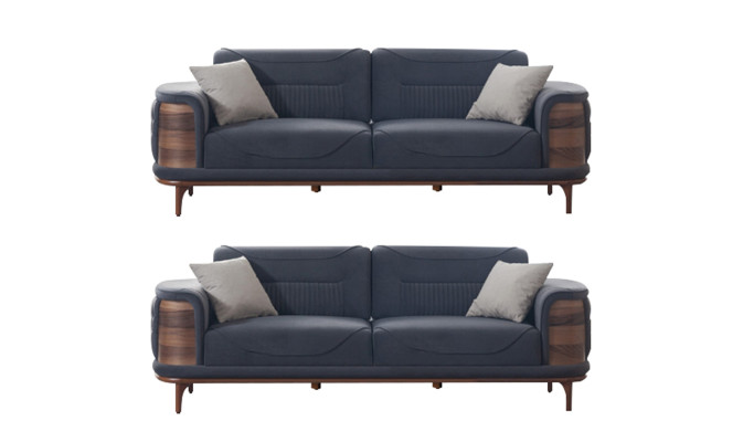 Zwei dunkelgraue Sofas im modernen Stil mit Holzbeinen für ein Wohnzimmer