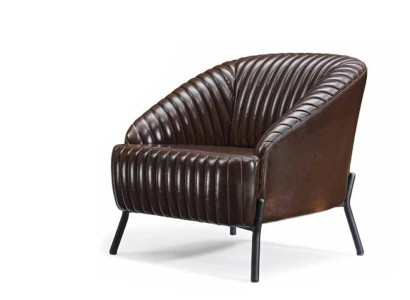 Brauner Sessel Designer Wohnzimmer Relaxsessel Leder Einsitzer Möbel