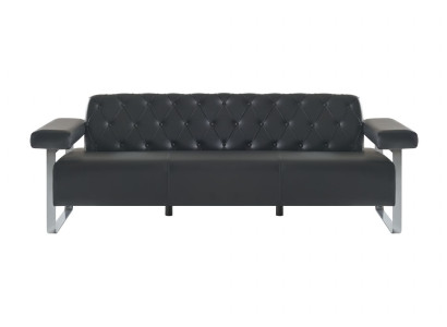 Chesterfield Design 3-Sitzer Sofa Schwarz Einfarbig Modern Design Stil