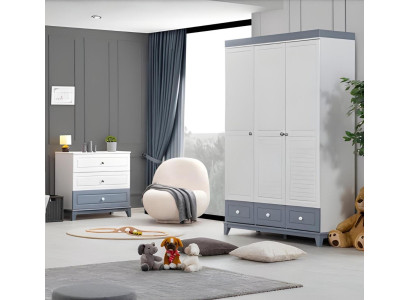 Kinderzimmer Set Kleiderschrank modern Kommode Holzmöbel Schlafzimmer Neu