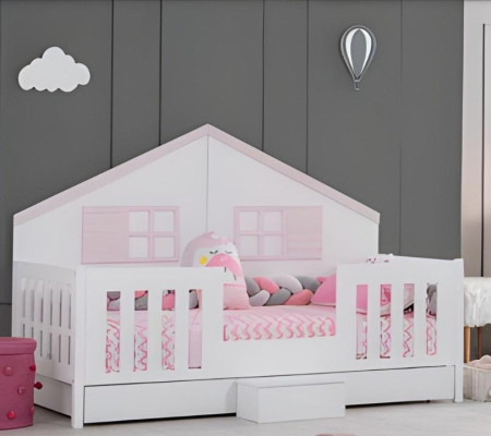 Kinderzimmer Set Modern Bett Mehrfarbig Kleiderschrank Kommode Helles Neu
