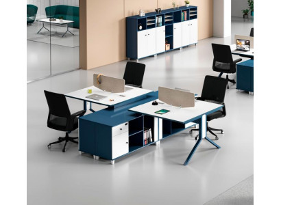Blau-weißer Arbeitstisch Arbeitsplatz Möbel Designer Hochwertige Tische