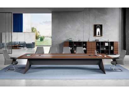 Braun-Grauer Konferenztisch Designer Arbeitszimmer Möbel Holz Tische