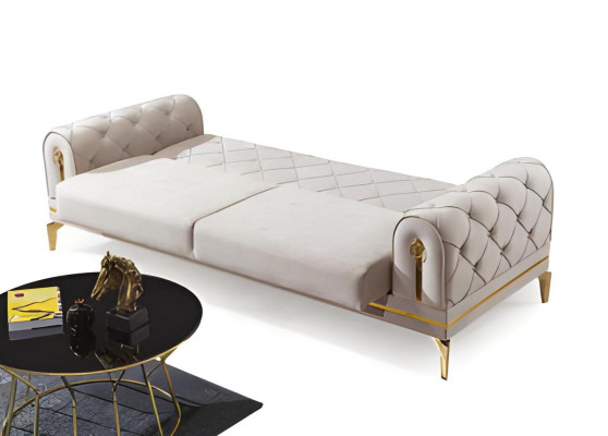 Chesterfield Edelstahl Couch Weißer Wohnzimmer Dreisitzer Luxus Möbel