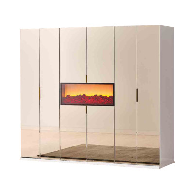 Beiger Schlafzimmer Kleiderschrank Designer Garderobe Edle Holzschränke